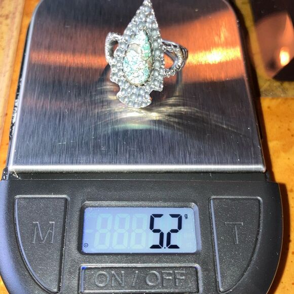 Natural Blue Moon Turquoise Sterling Silver Ring Size 8 - Picture 9 of 9